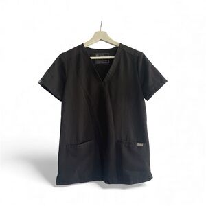 Figs Black Scrub Top with V-Neck Size XS